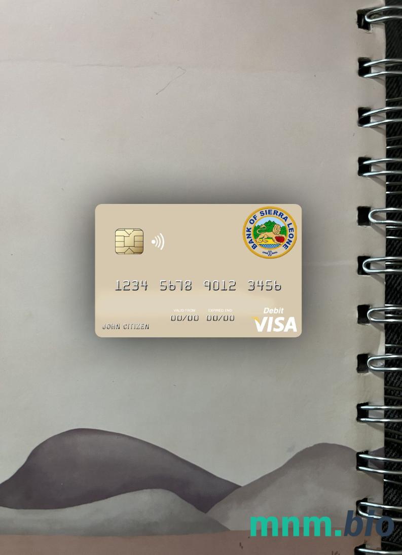 Sierra Leone bank of Sierra Leone visa obciążyć card wygląd fotograficzny skan PSD + zdjęcie
